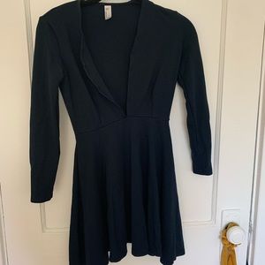 American Apparel navy A-line dress, deep V neck